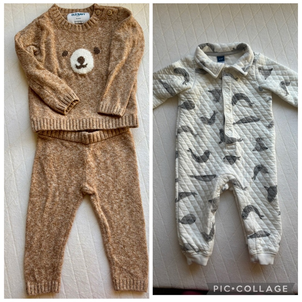 Old Navy Bear Sweater & Seal Jumper 12-18mo